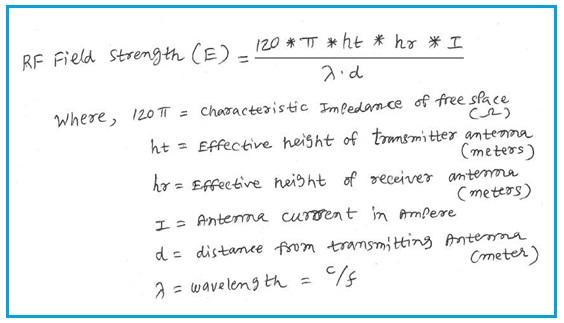 RF field strength calculator equation