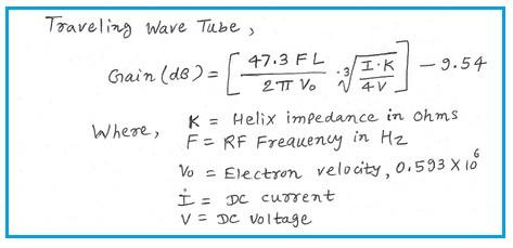 Traveling Wave Tube (TWT) Gain equation