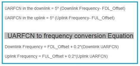 UMTS UARFCN to frequency conversion formula