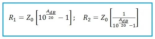 Bridged Tee Attenuator calculator Formula