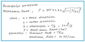Rectangular Waveguide Breakdown Power Calculator