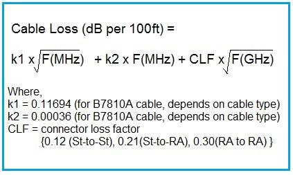 rf cable loss formula