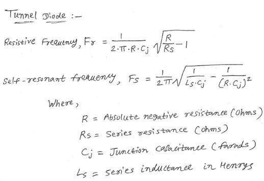 Tunnel Diode Calculator: Resistive and Self-Resonant Frequency
