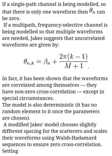 Jakes model formula or equation-2
