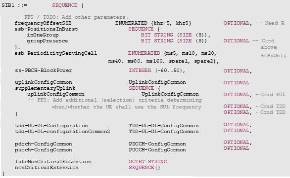 5G NR SIB1 contents