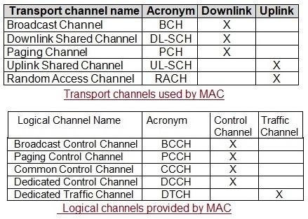5G NR logical channels and transport channels