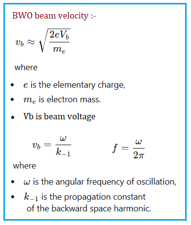 Backward Wave Oscillator BWO Formula