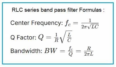 Band Pass Filter Formula