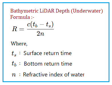 Bathymetric LiDAR Depth Formula