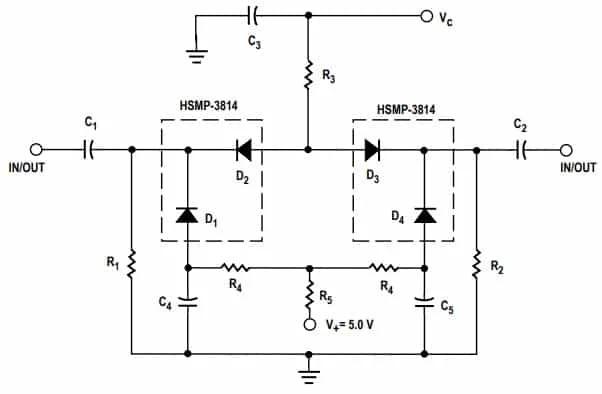 4 PIN diode based Variable RF attenuator