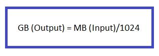 GB calculator formula