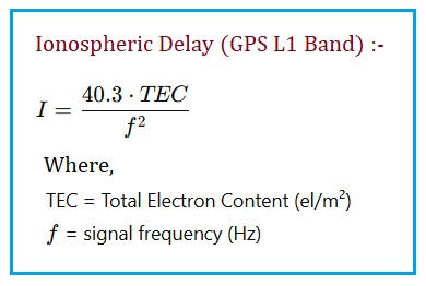 GPS Ionospheric Delay Formula