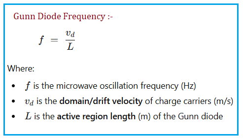 Gunn diode oscillation frequency formula