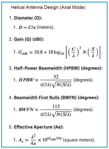 Helical Antenna Design Formula
