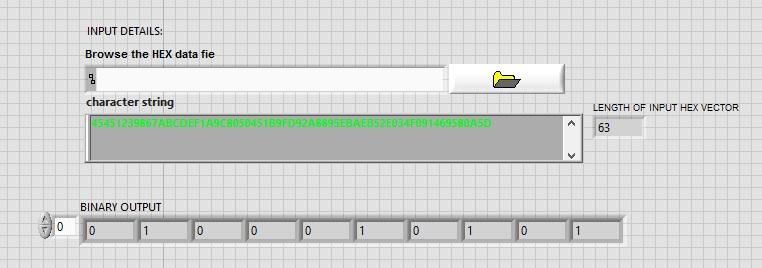 Hex to Binary labview vi front panel