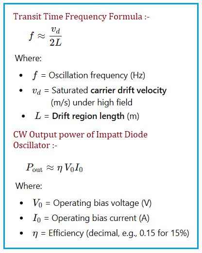 Impatt Diode Formula