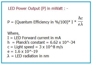 LED Internal Quantum Efficiency and Power Output Equation