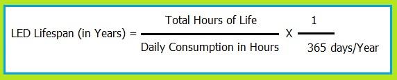 LED Lifespan formula, LED Light Lifespan formula