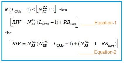 LTE RB to RIV conversion formula