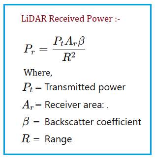 LiDAR Received Power Formula