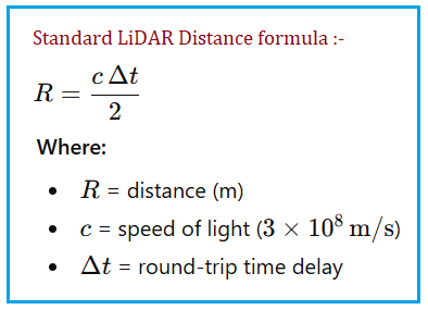 LiDAR Time of Flight Distance Formula