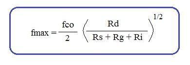 MESFET maximum frequency formula or equation