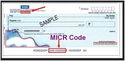 MICR code on cheque