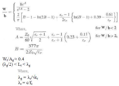 Microstrip to SIW transition width formula