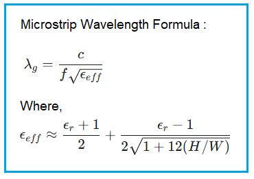 Microstrip Wavelength Formula