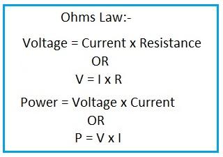 Ohms Law calculator Equations