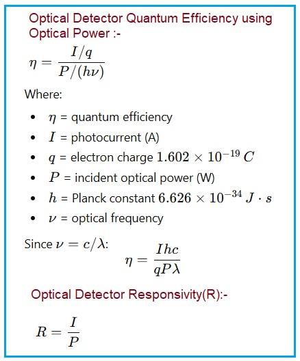 Optical Detector Quantum Efficiency and Responsivity