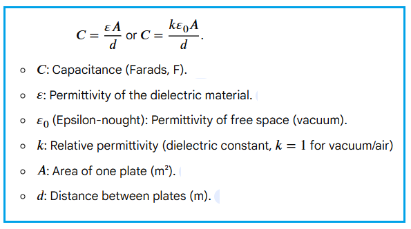Parallel Plate Capacitance Formula