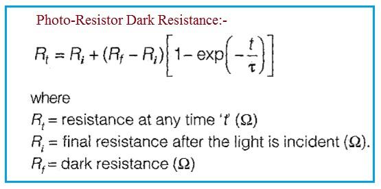 Photo-Resistor Dark Resistance