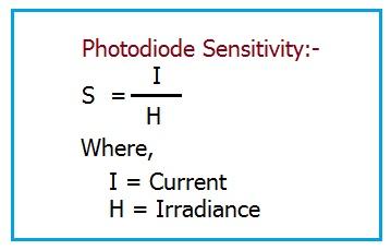 Photodiode sensitivity equation, Photodiode sensitivity formula