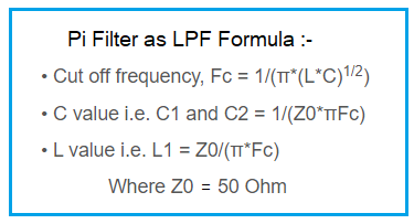 Pi LPF LC calculator formula