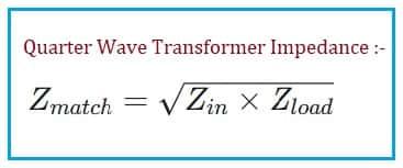 Quarter Wave Transformer Impedance Formula