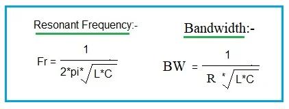 RLC tank circuit formula