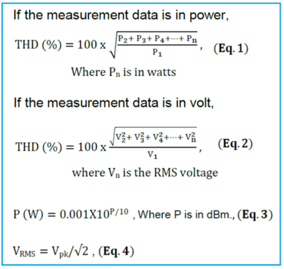 THD formula for THD calculation
