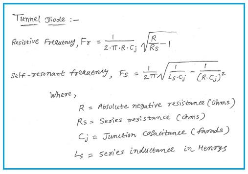 Tunnel diode calculator equation