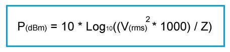 Volts to dBm conversion formula