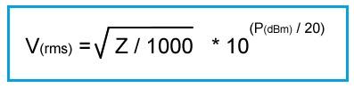 dBm to volts conversion formula