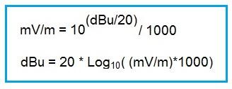dBu to mV/m Conversion Equation