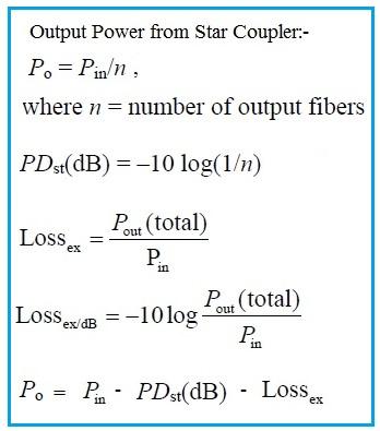 fiber star coupler equation or formula