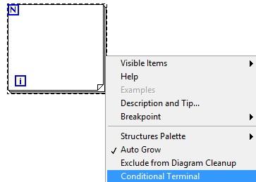 for loop conditional terminal