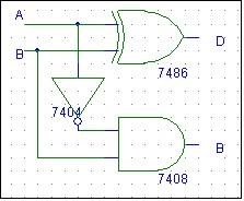half substractor schematic