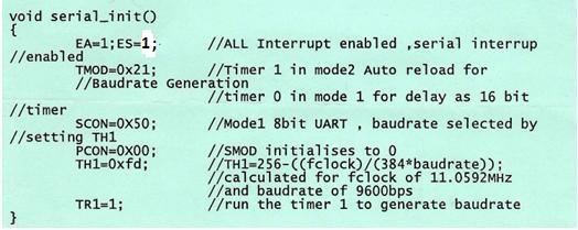 Microcontroller serial port initialization program