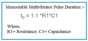 monostable multivibrator pulse duration or pulse width