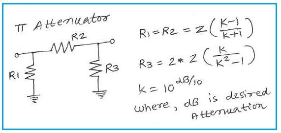 pi attenuator calculator formula
