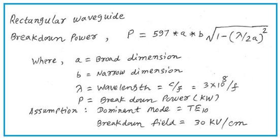 Rectangular Waveguide Breakdown Power Equation
