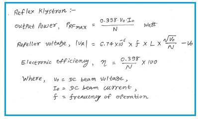 reflex klystron calculator equations